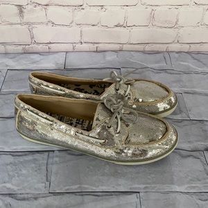 Rock & Candy silver sequin loafers size 10